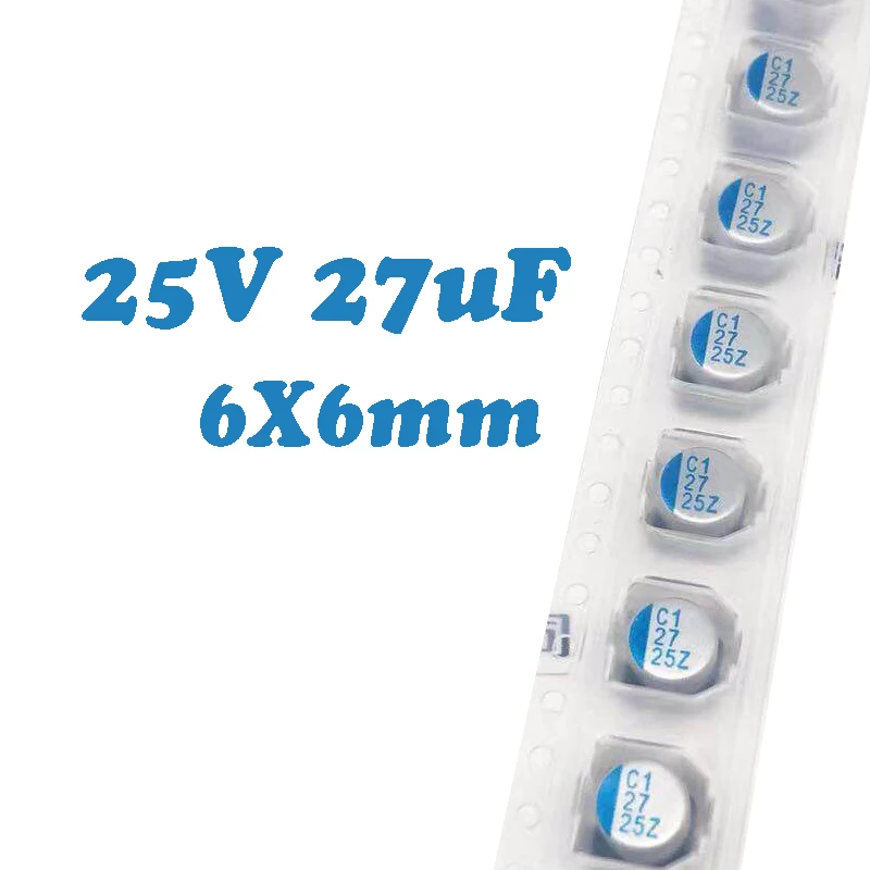 

25V27UF 6X6мм SMD твердотельный/полимерный конденсатор 27мкФ 25В