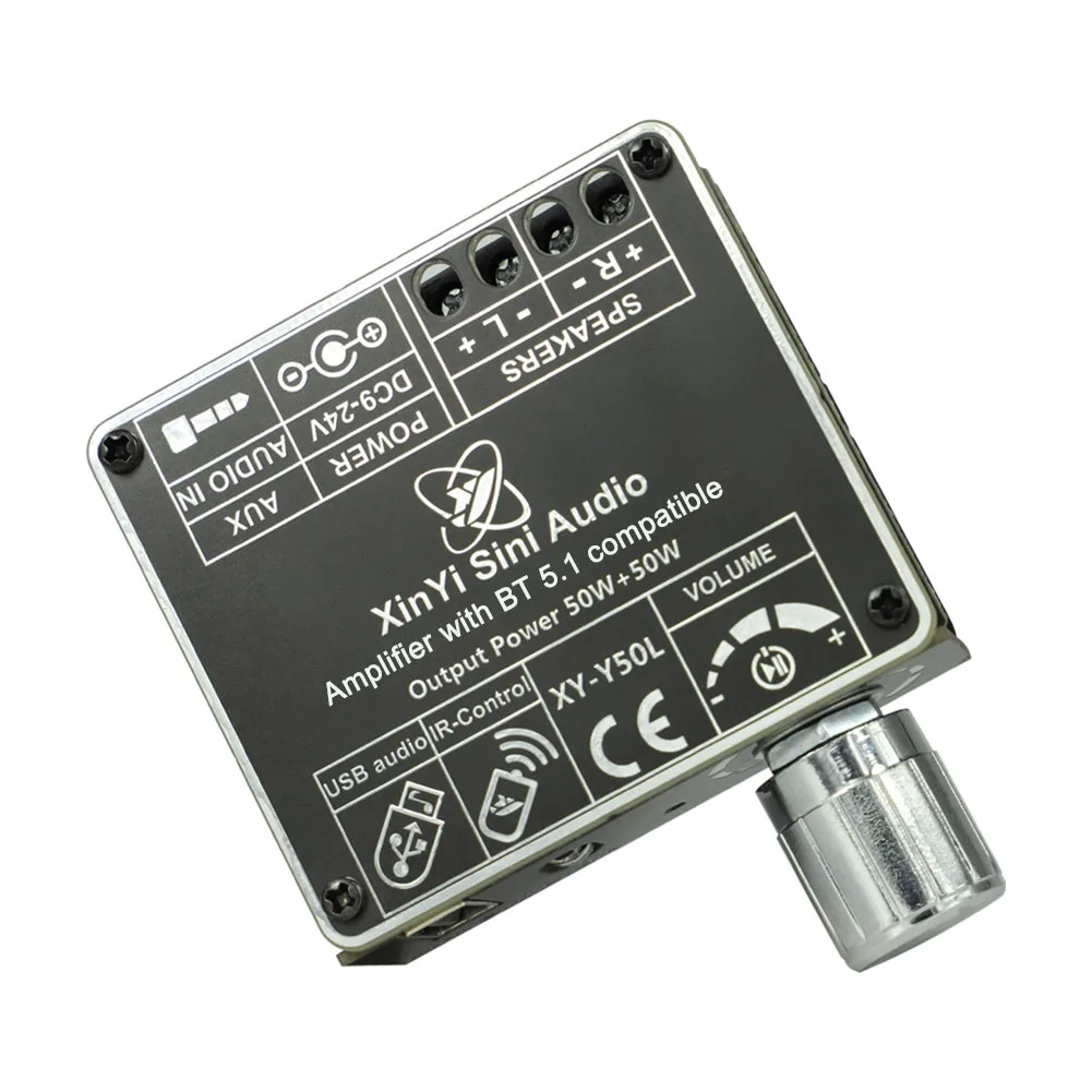 XY-Y50L Stereo Audio Power Amplifier Board Module Bluetooth-Compatible 5.1 AUX USB 50W with Remote Control