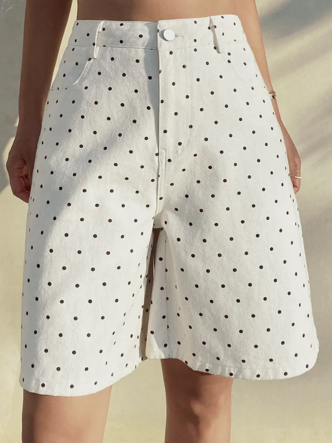 

Printed Ladies Wide Leg Seven-Foot Jeans Casual Fashionable Mid-Length Denim Pants for Women