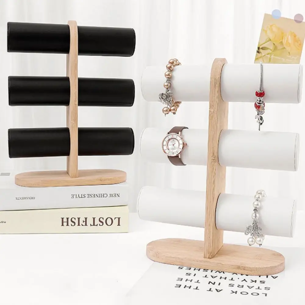 Baru Tiga Lapisan Perhiasan Tampilan Bingkai Flanel DIY Merakit Gelang Rak Penyimpanan Kayu Sederhana Menonton Berdiri