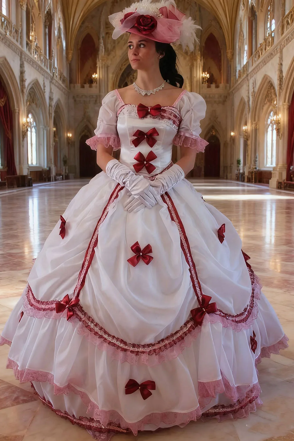 

Фэнтезийные викторианские платья для выпускного вечера на заказ, готические розовые платья для выпускного вечера с бантом и рюшами quattroア, средневековое свадебное платье