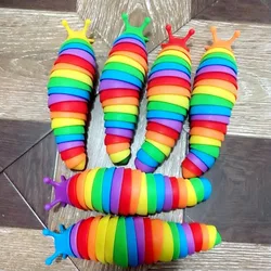 The New Rainbow Joint Snail Caterpillar Simulates Wriggling Slug Puzzle Decompression Toy Children's Prank Toy Variety