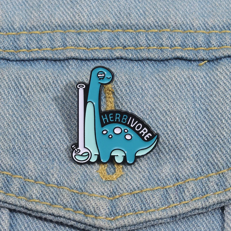 Herbivore Cartoon Enamel Pins Creative Cute Animal Lapel Badge Accessories Backpack Clothes Brooches Jewelry Gift for Friends