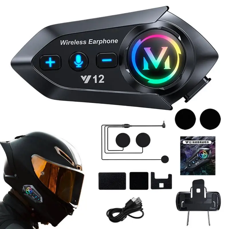 

Motorcycle Helmet Headset Stereo Voice Control Bluetooth Hands Free Waterproof Motorcycle Earphones With Soft Hard Mic