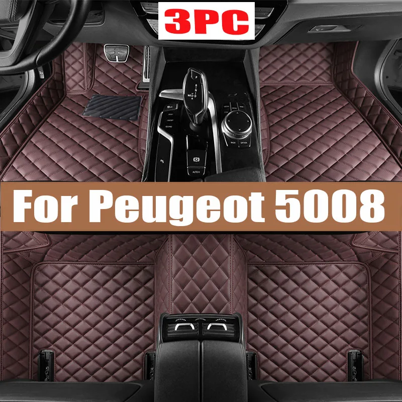 

Car Mats Floor For Peugeot 5008 P87 2017~2023 7seat Luxury Leather Mat Car Floor Mats Universal Waterproof Cocho Car Accessories