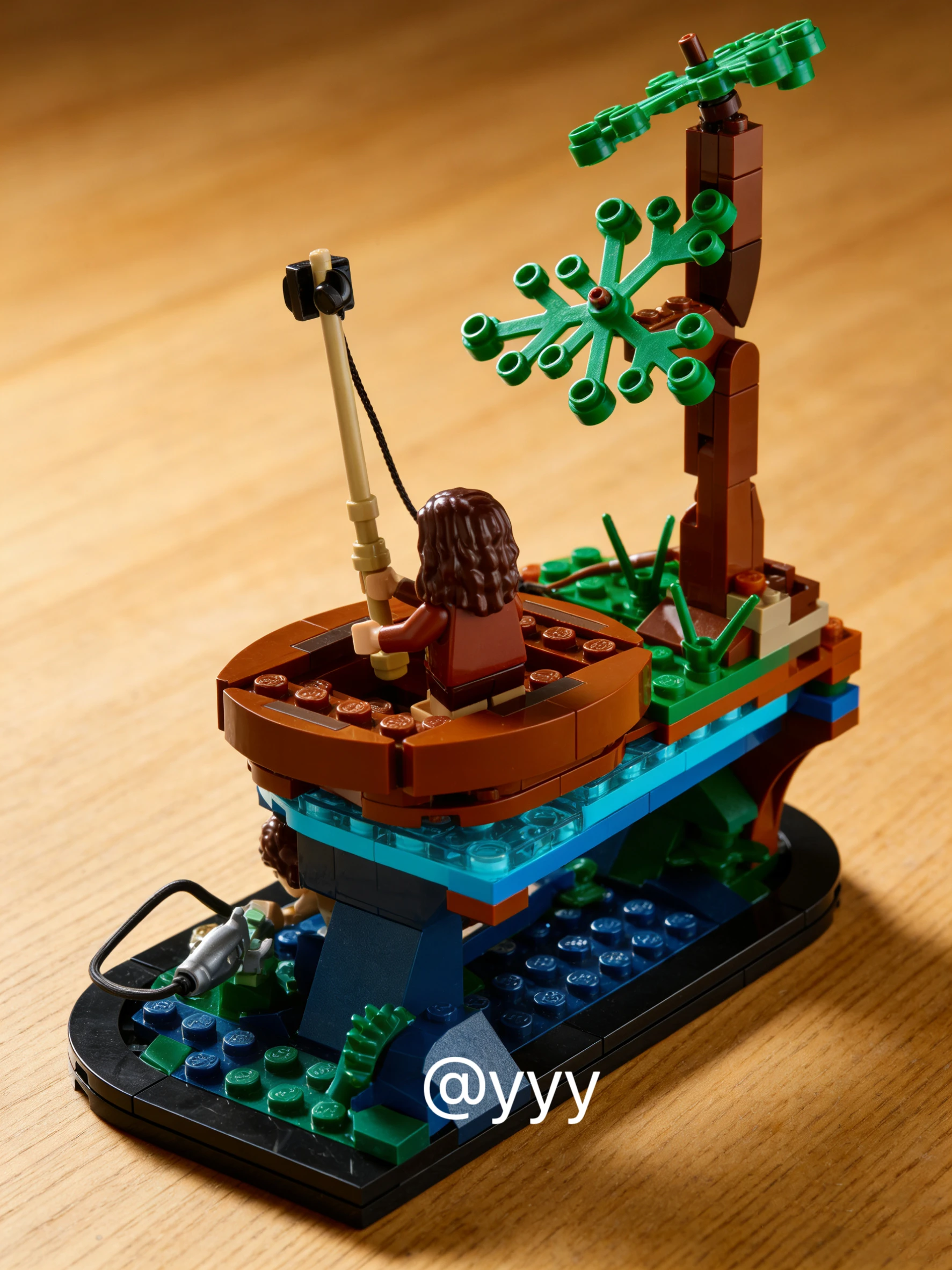 2026 new style/Lord of the Rings Smeagol Déagol Building Block Set Double Waterline River View Rotatable Boat Brick model DIY As