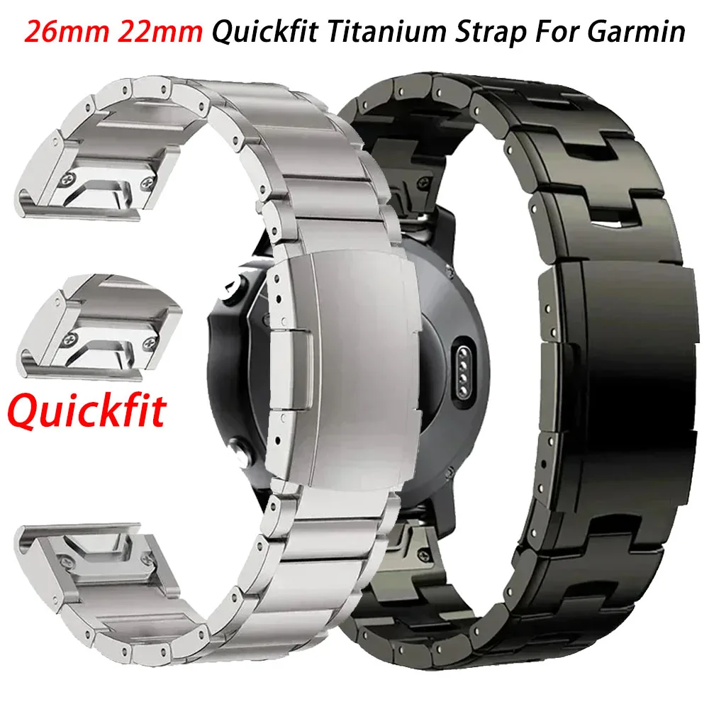 26mm 22mm Quickfit Titanium Strap For Garmin Fenix 8 43/6/6XPro/7/7X/5X/5XPlus/ Metal Release Watch Band For Forerunner 945 935