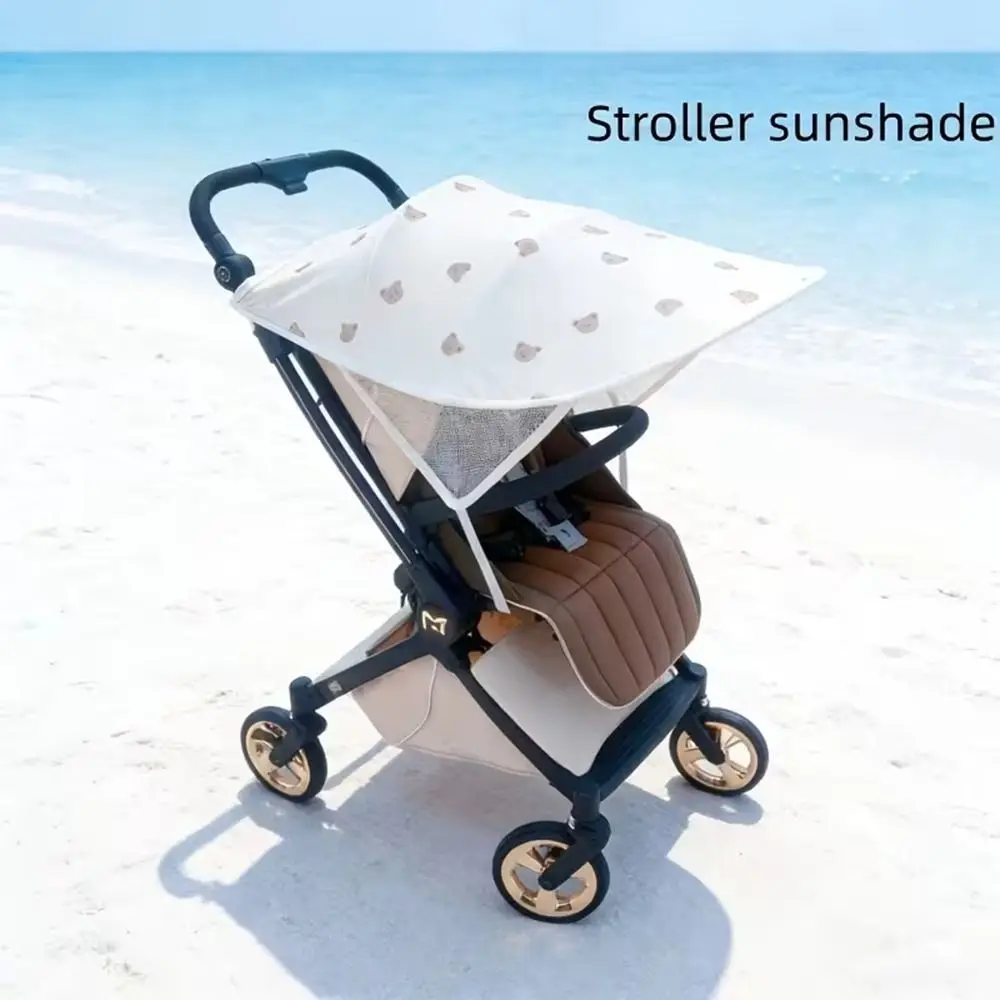 Extended Baby Stroller Sunshade Adjustment Light Blocking Sun Protections Cover Stretch Fabric Lightweight UV Resistant Canopy view 2