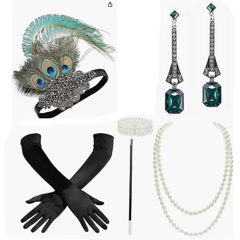 Opaska z klapką 1920 dla kobiet czarne pióro Gatsby nakrycie głowy na kostium elastyczne opaski z piór 20s dziewczyna