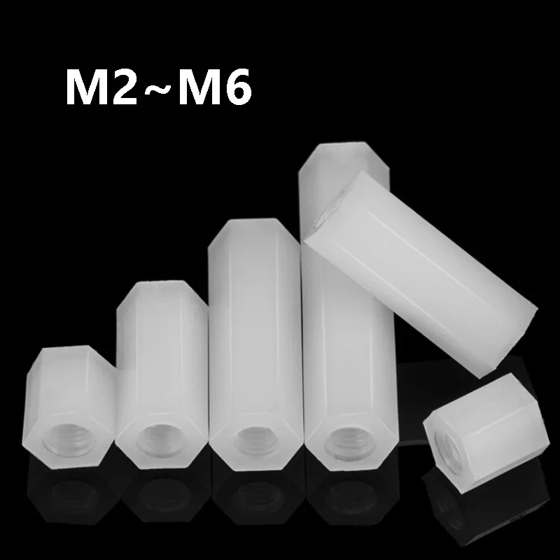 Separador hexagonal de nylon para placa base de ordenador, espaciador de PCB, columna de rack, con rosca métrica M2, M2.5, M3, M4, M5, M6
