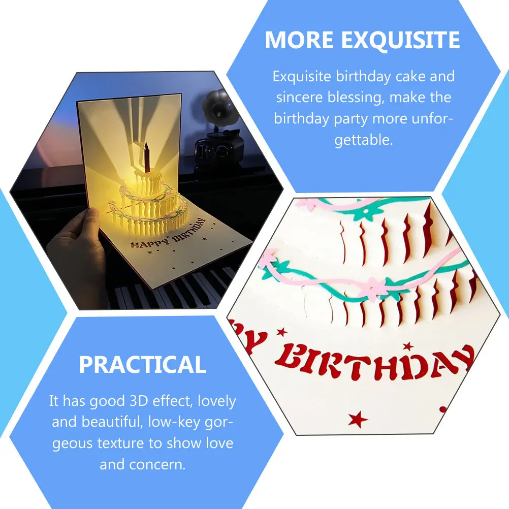 

Light Up 3D Birthday Greeting Card with Musical Animation - Delicate Paper Blessing Card for Family Friends Lover Surprise