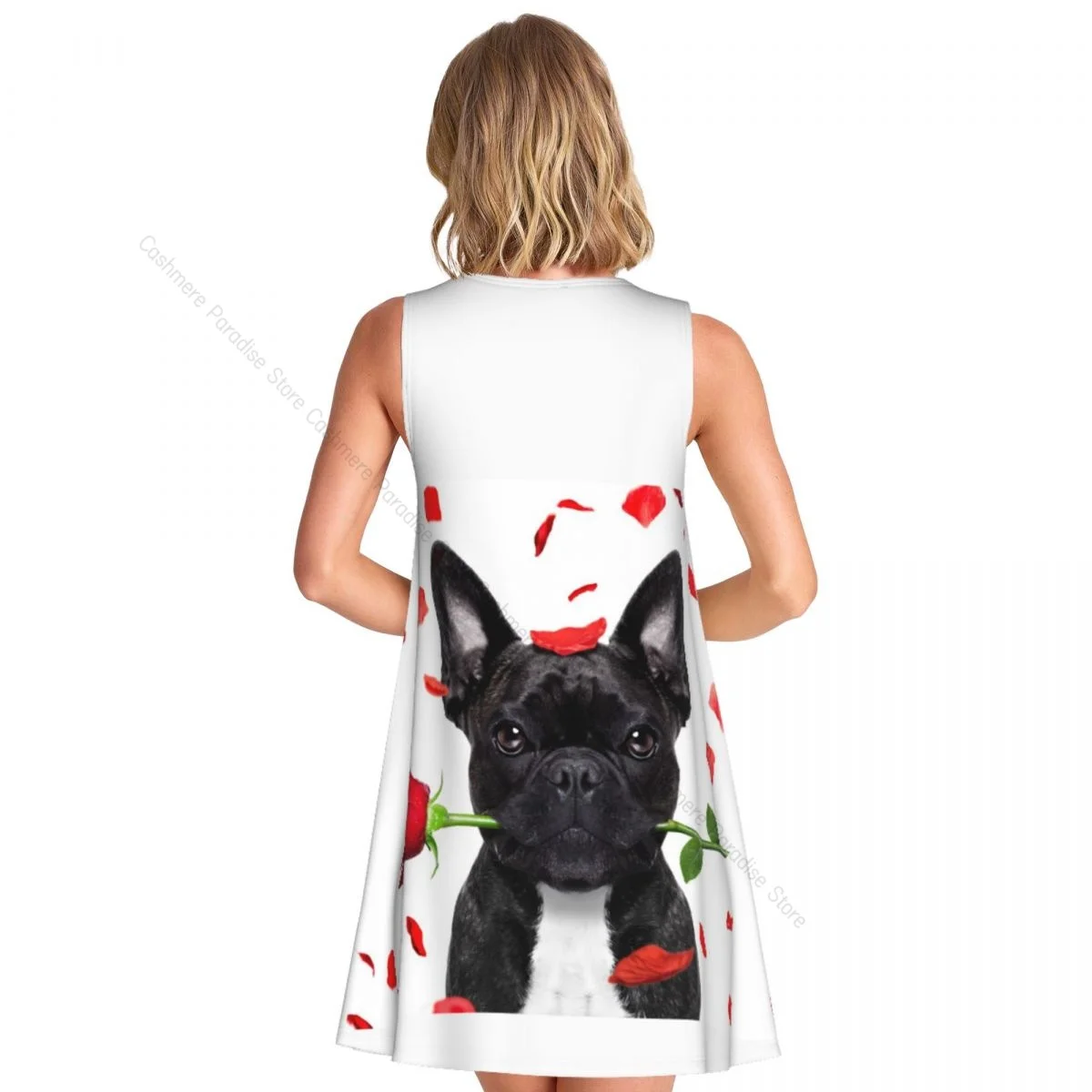 Robes d'été pour femmes, t-shirt de plage, sans manches, pour la saint-valentin, bouledogue français, chien, décontracté, ample, débardeur, 2025