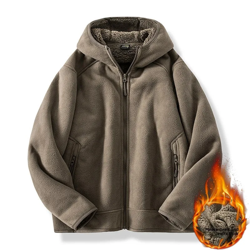 

Новая мужская флисовая куртка: утепленная, теплая, повседневная, универсальная, с капюшоном, хлопковая, молодежная, модная, осенне-зимняя верхняя одежда на молнии