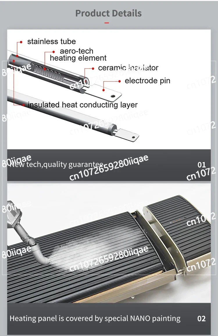 IP65 Outdoor  Radiant Heater Electric Ceiling or Wall Mounted Heat Strip Panel 1000/1800/2400W Infrared Heater