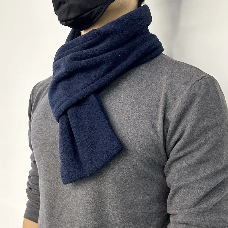 New Autumn and Winter Warm Scarf Fashionable and Simple Solid Color Men's Fleece Generous Trend