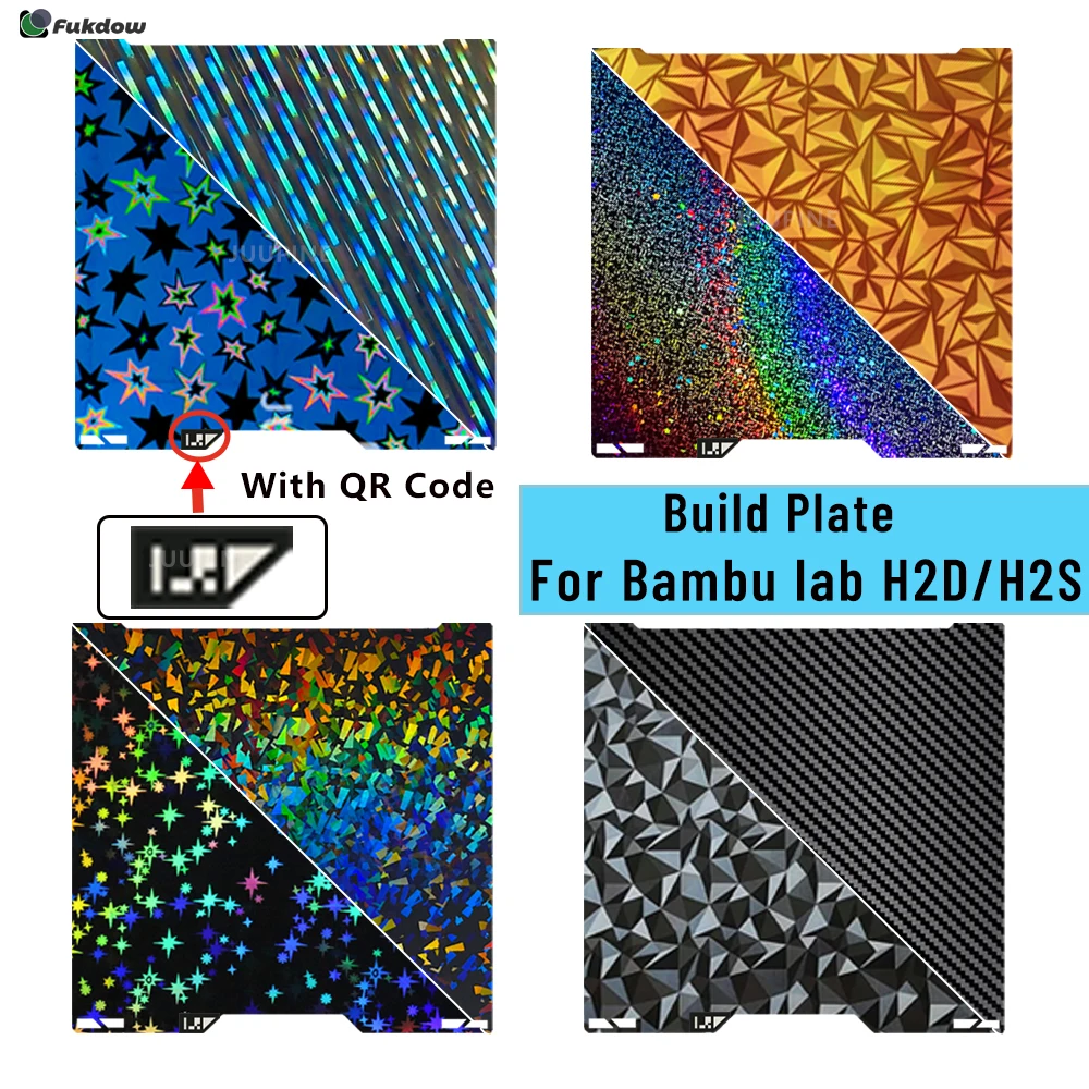 For Bambu Lab H2d H2S Smooth Build Plate with QR Code Heatbed