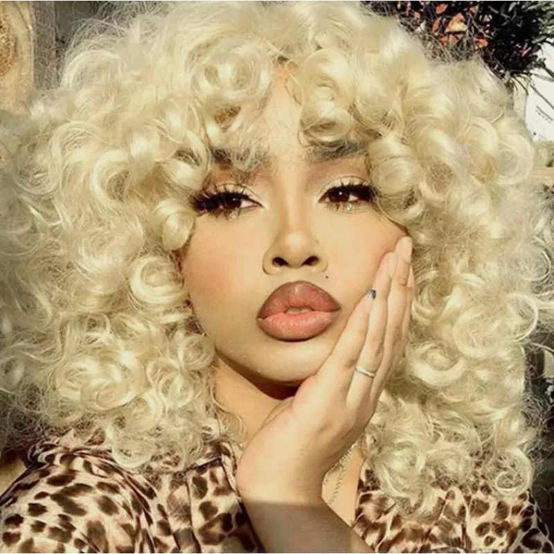 

Светло-русые вьющиеся с челкой, свободные волнистые локоны, афро парики, парик из синтетических волос