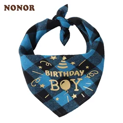 NONOR Birthday Pet Bandanas Collar for Dogs Cats Cotton Triangular Bibs Scarf Collar Pet Items Puppy Accessories