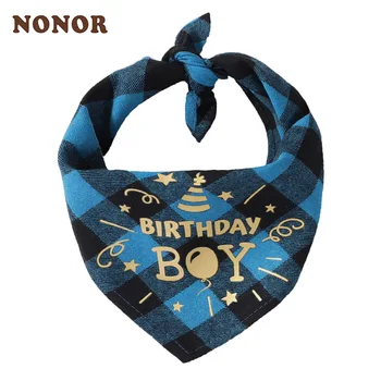 NONOR Birthday Pet Bandanas Collar for Dogs Cats Cotton Triangular Bibs Scarf Collar Pet…