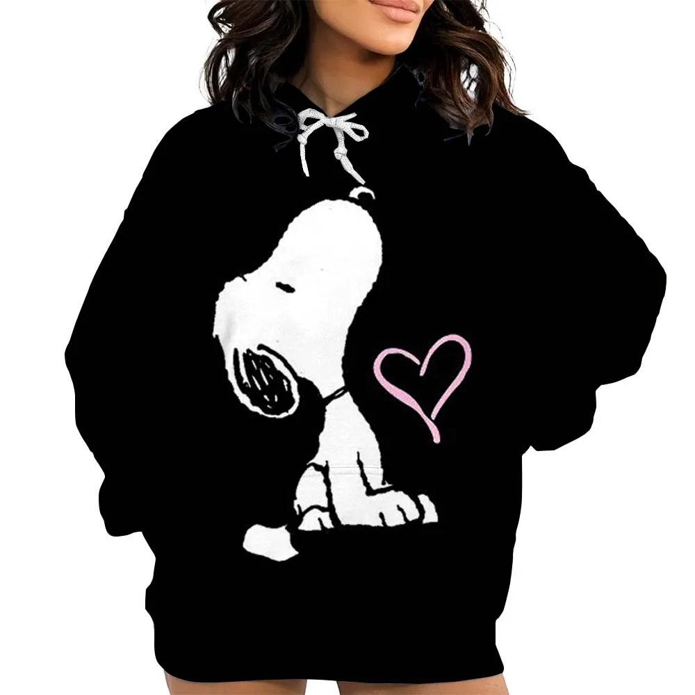 سنوبي الكرتون النساء بلوزات موضة الشارع الشهير هوديي الموسيقى عاشق هدية الكرتون سنوبي الشارع نمط المرأة البلوز هوديس #1