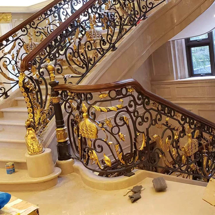 

cj-Modern Style Wrought Iron Stair Balusters Elegant Interior Villa Decoration Metal Railings Fancy Wrought Iron Baluster@