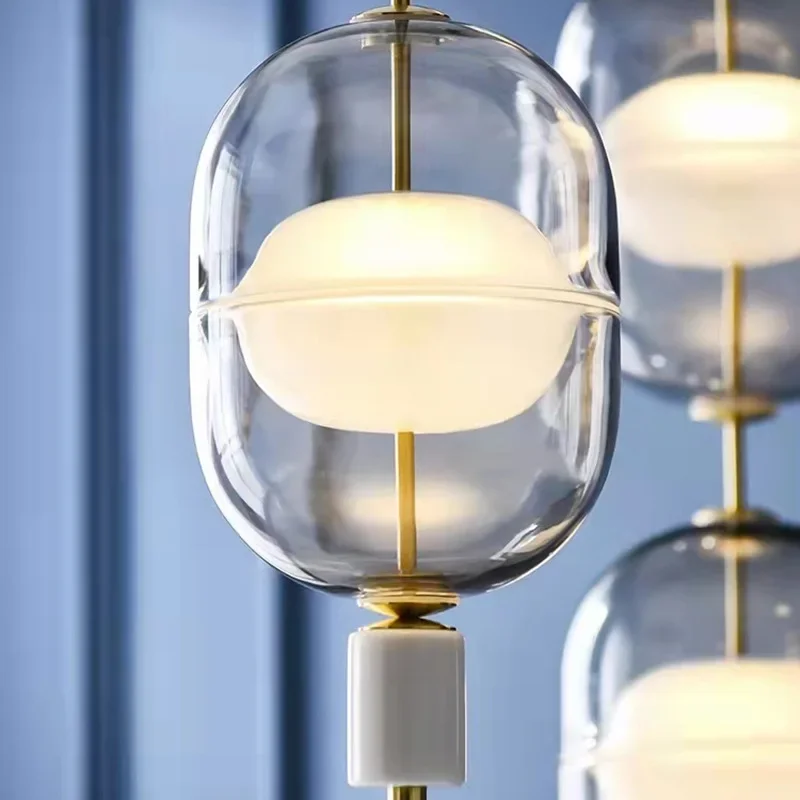 Plafonnier LED en verre ambré et métal, design nordique créatif, luminaire décoratif d'intérieur, idéal pour une chambre à coucher ou un restaurant