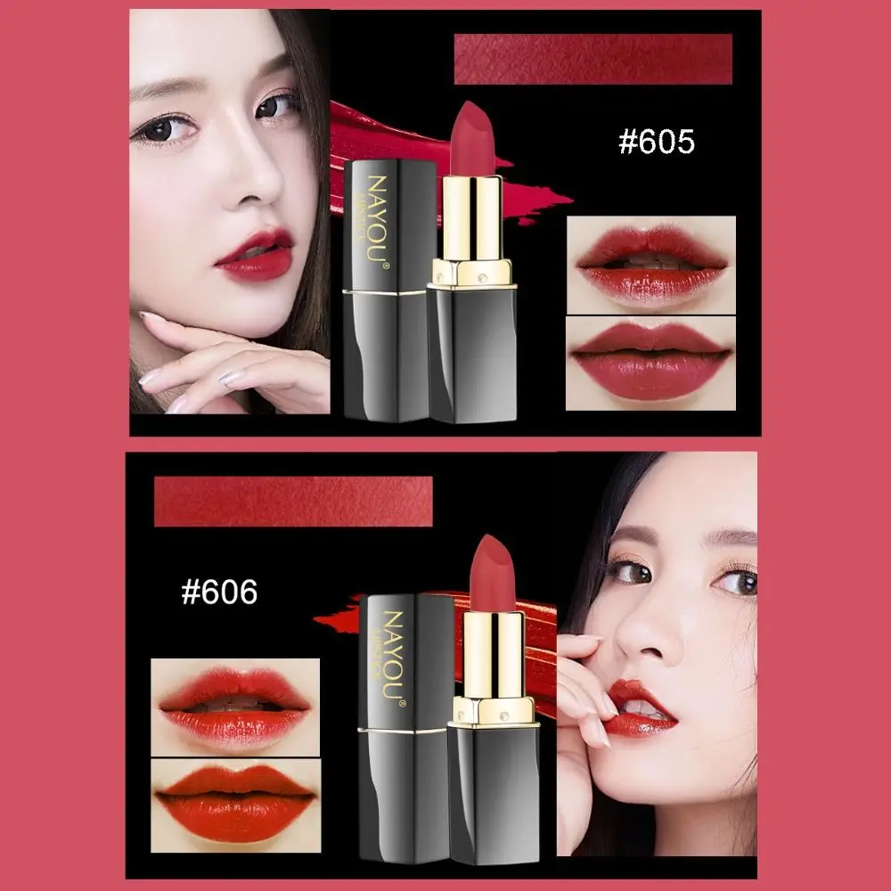 ลิปสติกเนื้อแมทท์กันน้ำ 6 ชิ้น ติดทนนาน ไม่หลุดลอก ลิปกลอสแบบแท่งสี่เหลี่ยม บำรุงริมฝีปากให้ชุ่มชื้น เครื่องสำอาง