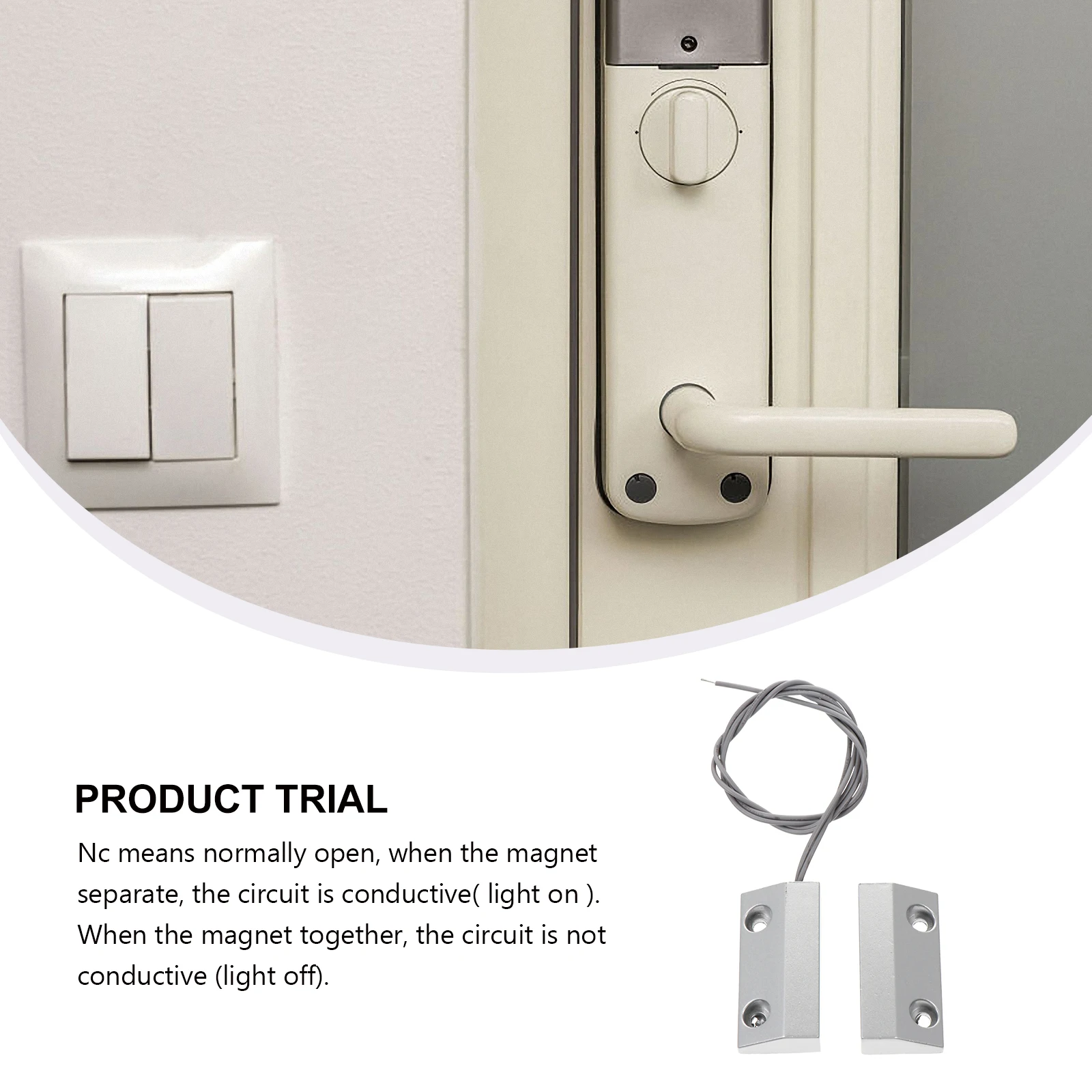 

1 set 1 Set Zinc Alloy Door Magnetic Alarm Sensor Nc Function Compatible With Window Systems Roller Shutter Gate Alarm