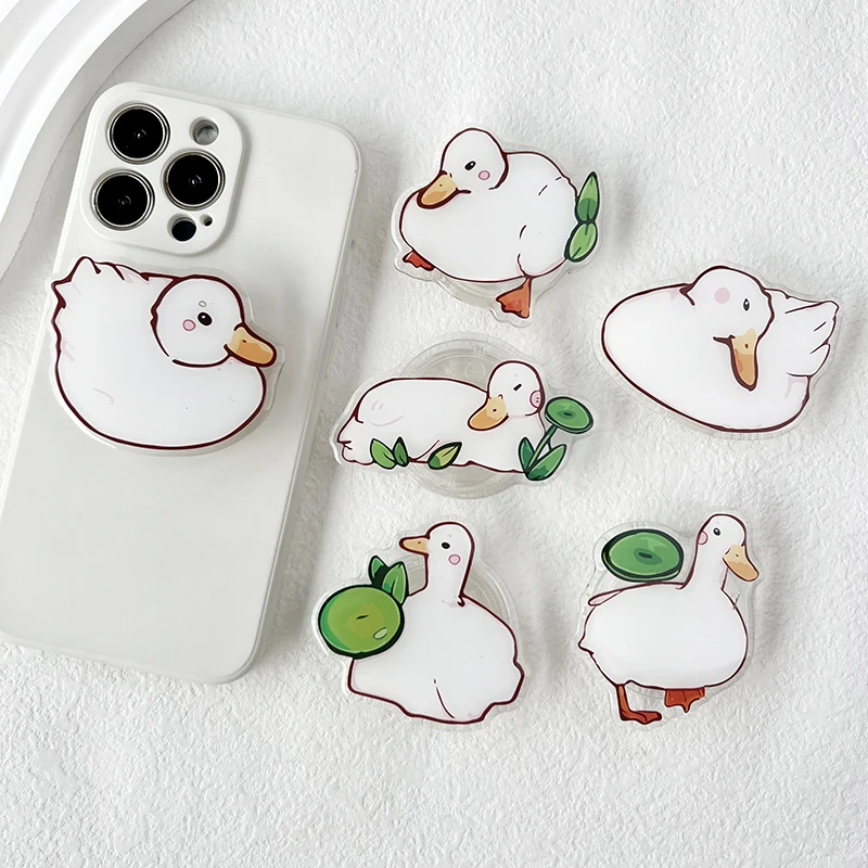 Popular Hot-selling Acrylic Pet Duck Phone Holder Foldable Desktop Stand Pet Duck Transparent Phone Grip Talk Socket