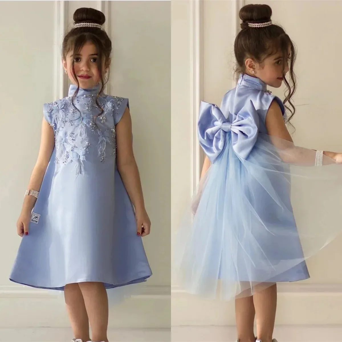 robes-de-demoiselle-d'honneur-bleues-pour-mariage-avec-nœud-en-dentelle-longueur-aux-genoux-robe-de-bal-d'anniversaire-pour-bebe-fille-personnalisees