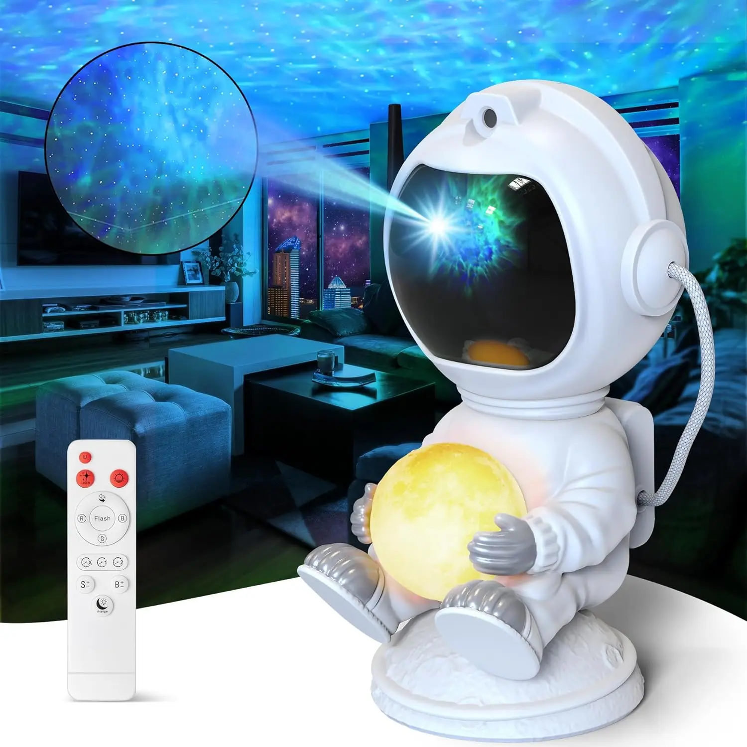 Astronaut starlight projector LED Aurora bedroom bedside table lamp astronaut plug plug atmosphere nightlight