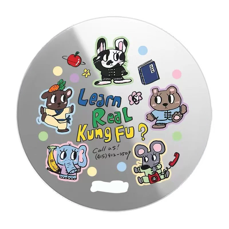Cartoon Graffiti Animals Magnetic Phone Stand Card Holder for IPhone 13 14 15 16 17 Pro Max Case