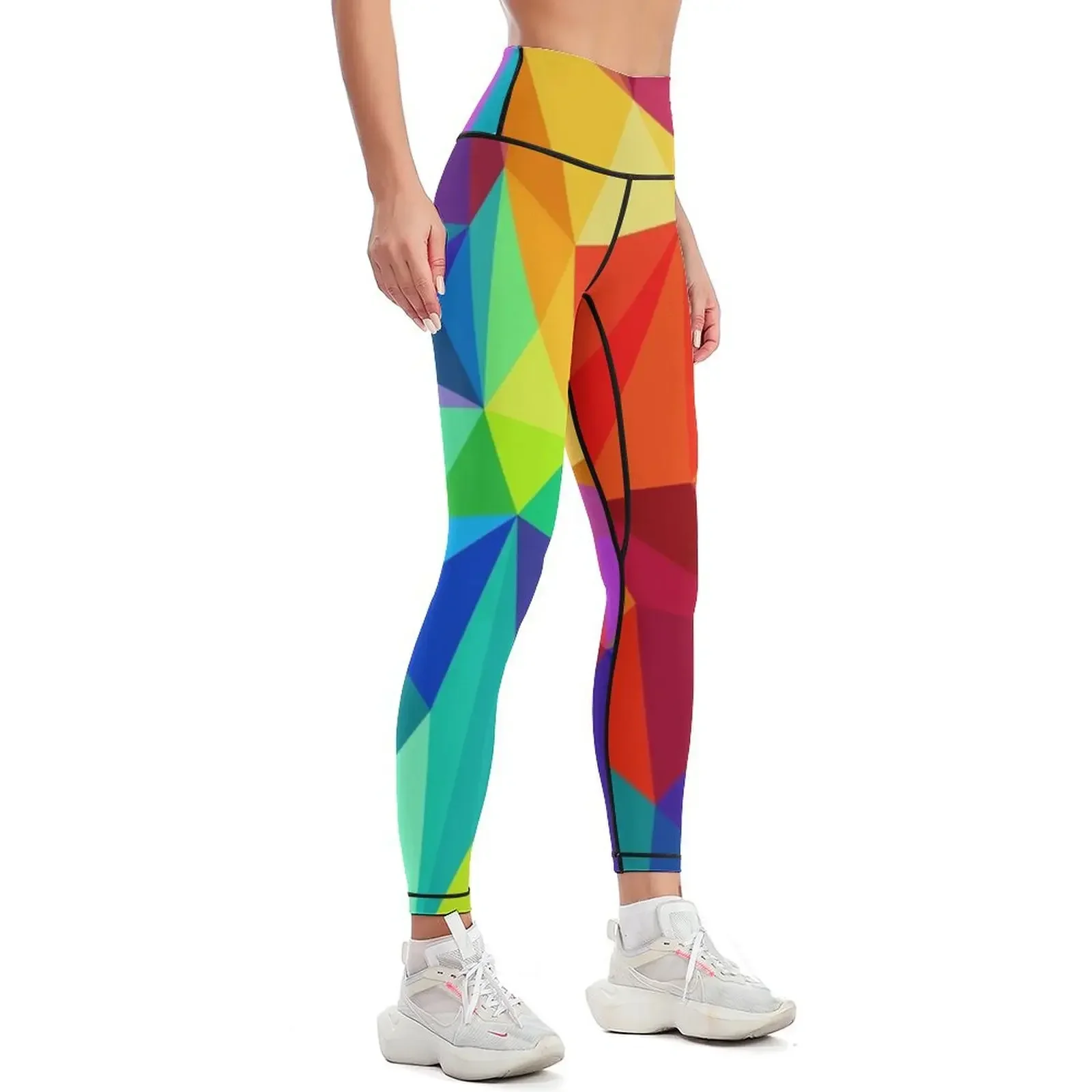Bright Colorful Geometric Rainbow Design Leggings gym top Women's push up Fitness's gym clothes harem pants Womens Leggings