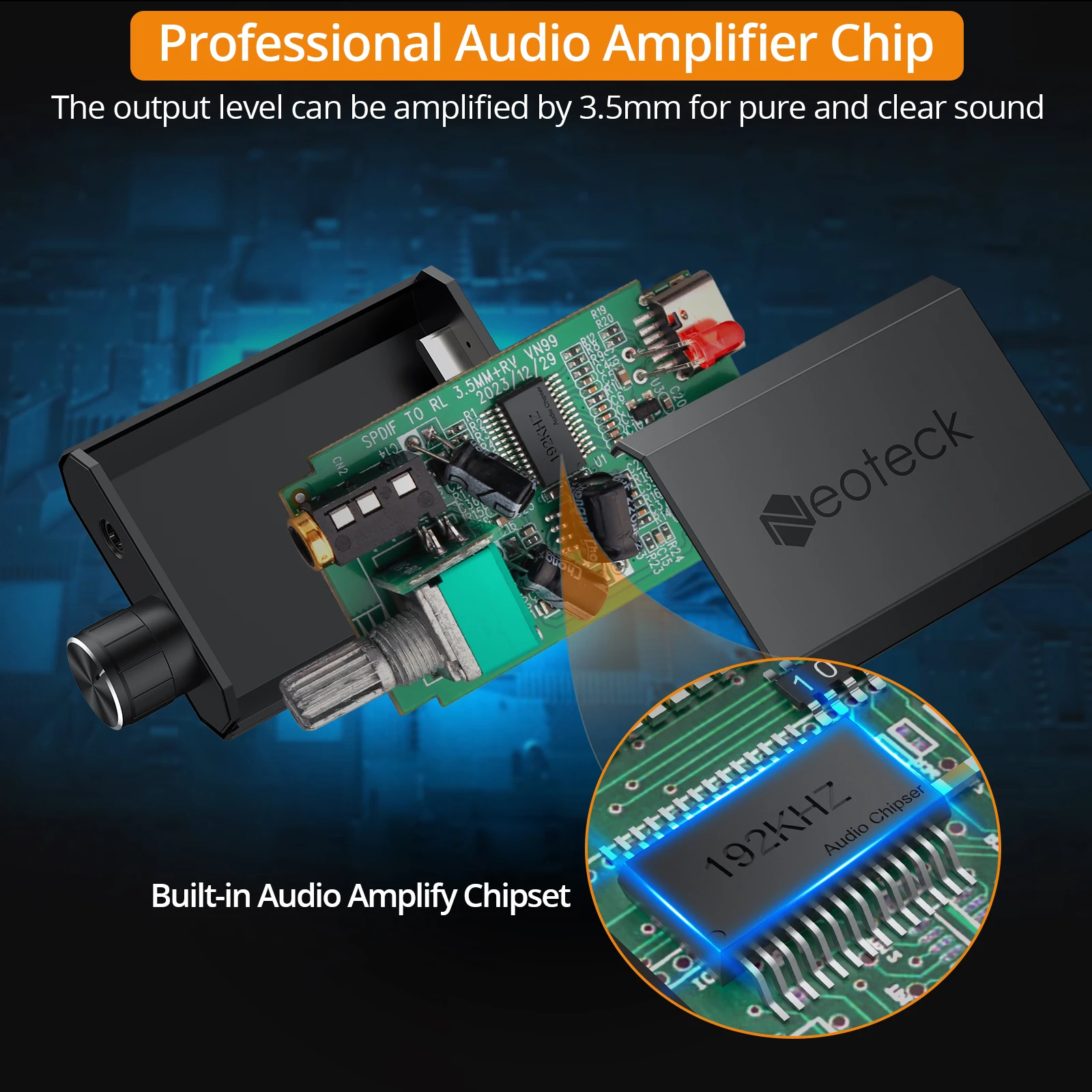 Neoteck 192kHz DAC Converter SPDIF To 3.5mm AUX Digital To Analog Audio Converter Optical Toslink To 3.5mm Audio Adapter