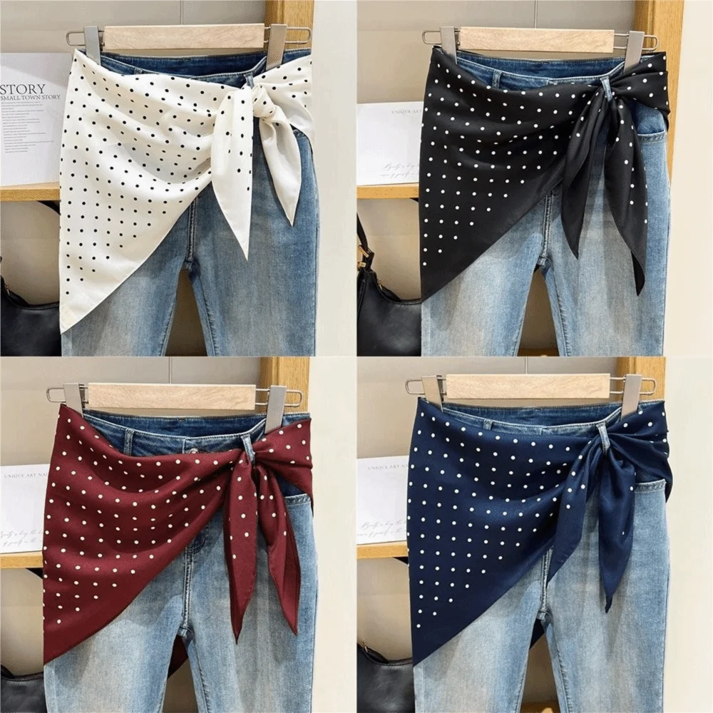 Fashion Stacked Wear Polka Dot Triangle Scarf Waist Tie Triangular Shape Waist Tying Scarf Waist Belt Stylish Layering