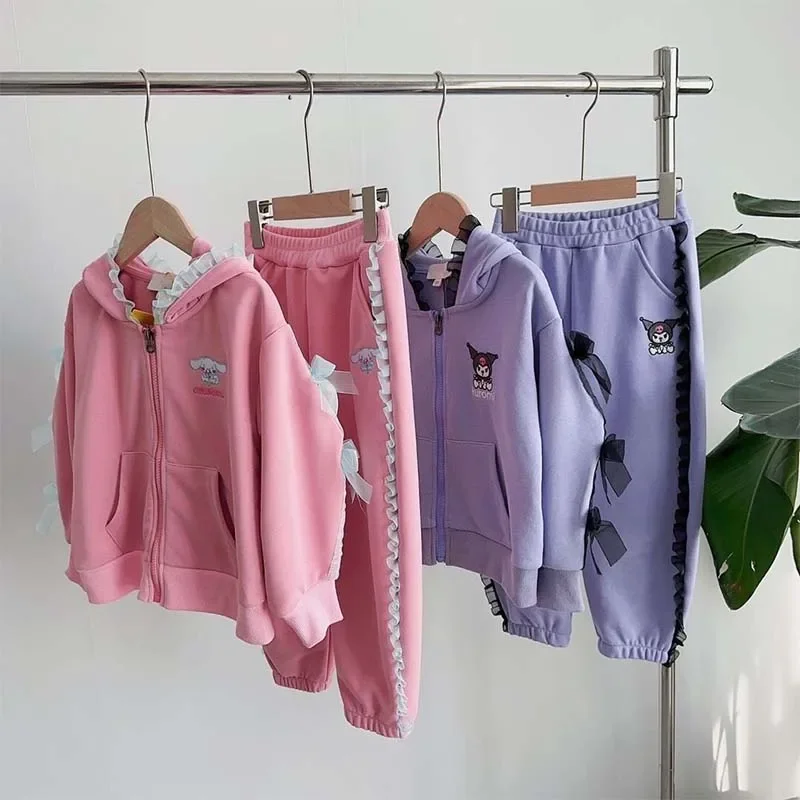 

Miniso Sanrio Kuromi Cinnamoroll Kawaii Girl Heart Sweat Suit анимационная печать одежда с бантиком Girls Gift