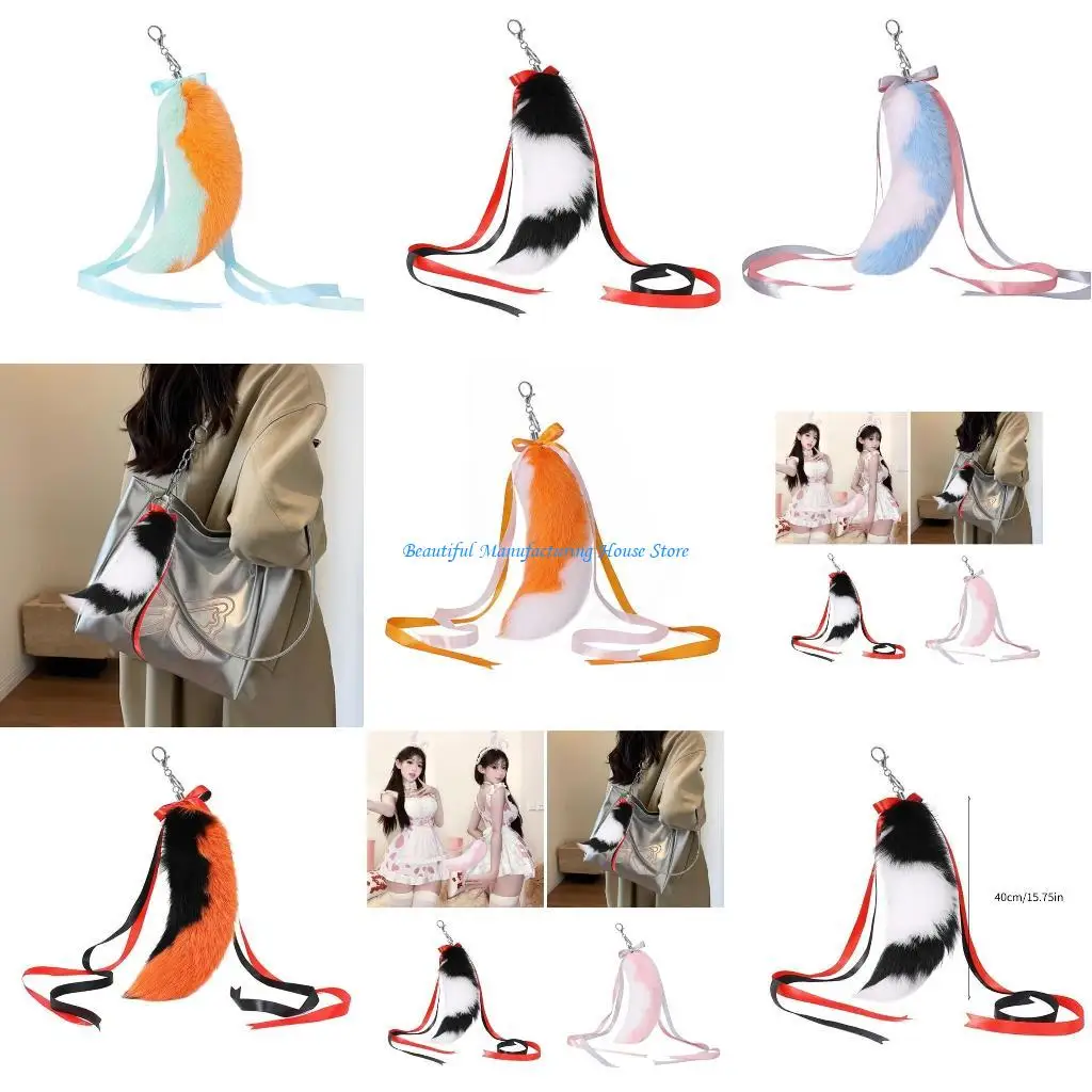 E56A Unique Bag Charm with Handcrafted Animal Tail Decoration Decoration Charm Gift