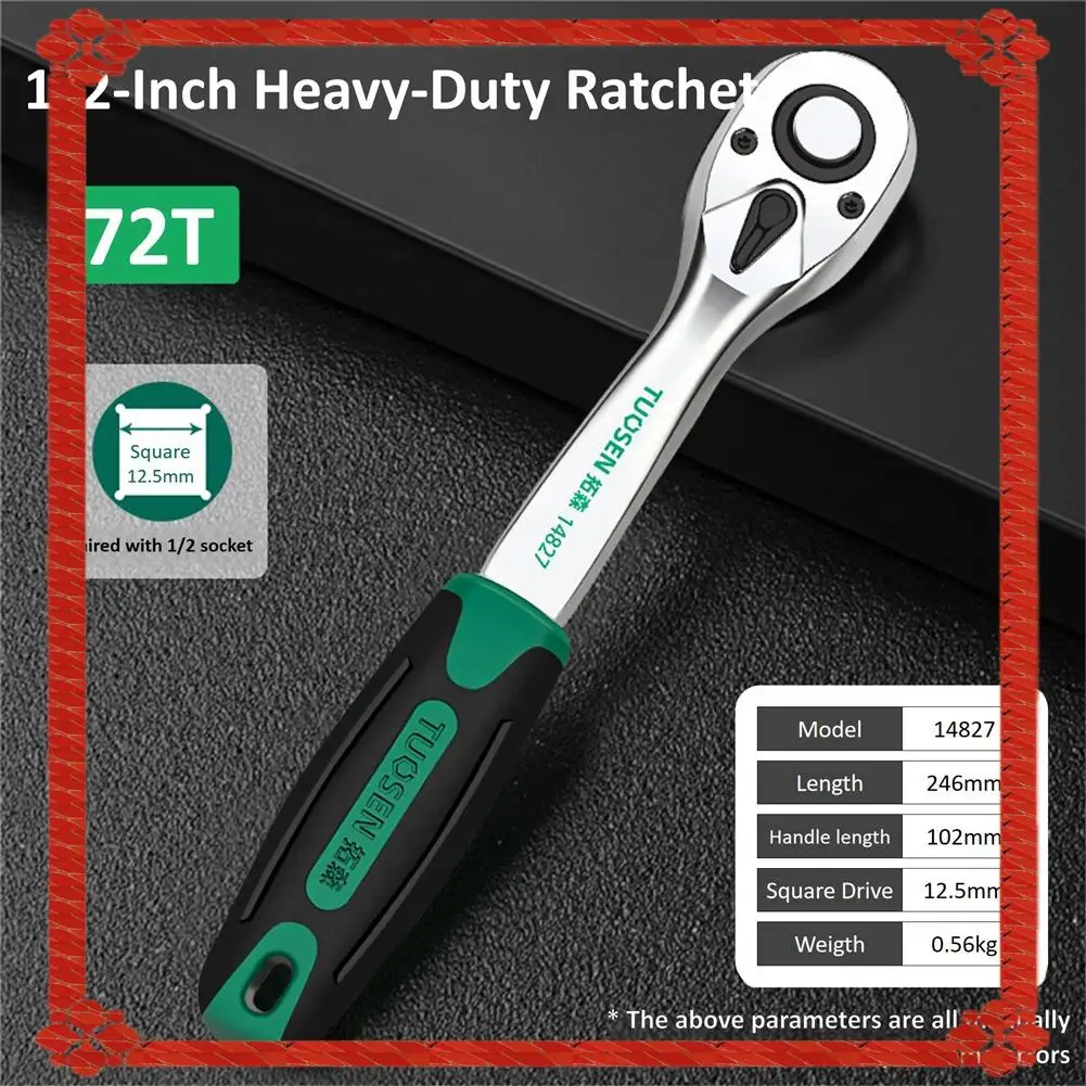 Pengiriman 24 Jam TUOSEN Alat Tangan Multifungsi Kunci Pas Ratchet Rilis Cepat 72 Gigi untuk Perbaikan & Perawatan Otomatis