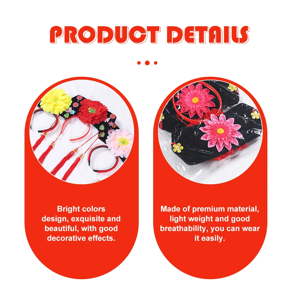 

2Pcs Chinese Style Headdress Hairb Bright Colors Exquisite Party Accessories Wedding Decorations Lightweight Breathable