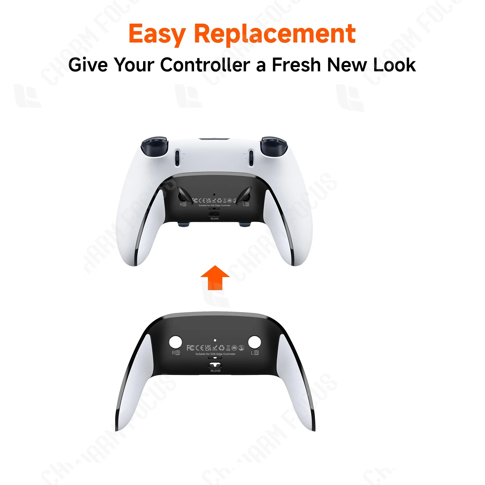 Bottom Decorative Shell Compatible with PS5 Edge Controller DIY Replacement Clip Shell, Soft Rubber Grip - Controller Not Includ
