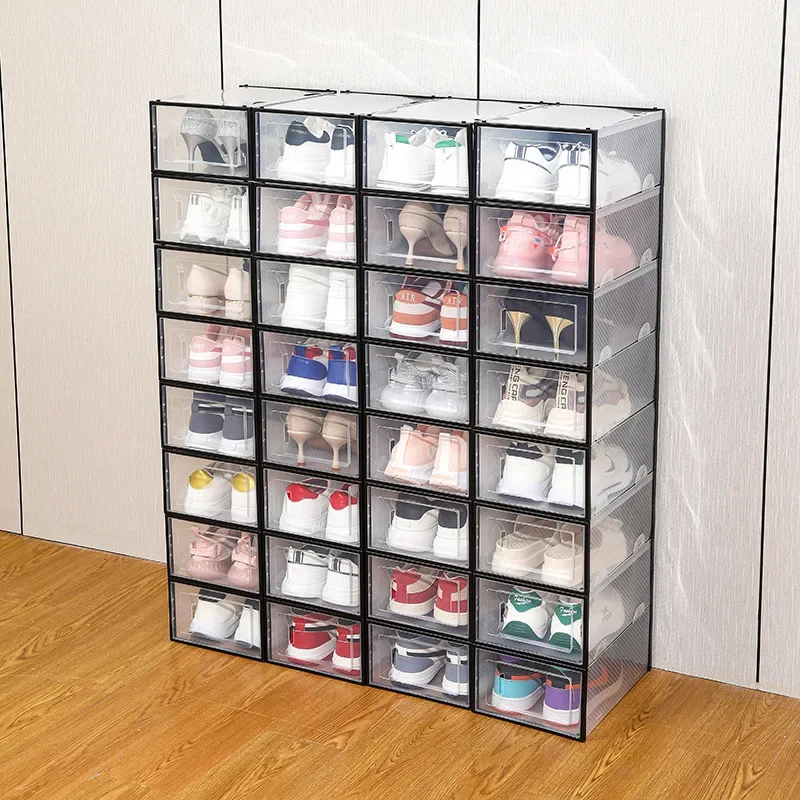 

Пластиковый прозрачный пылезащитный влагостойкий шкаф для обуви, простая полка для обуви, коробка для хранения, бытовой органайзер для обуви