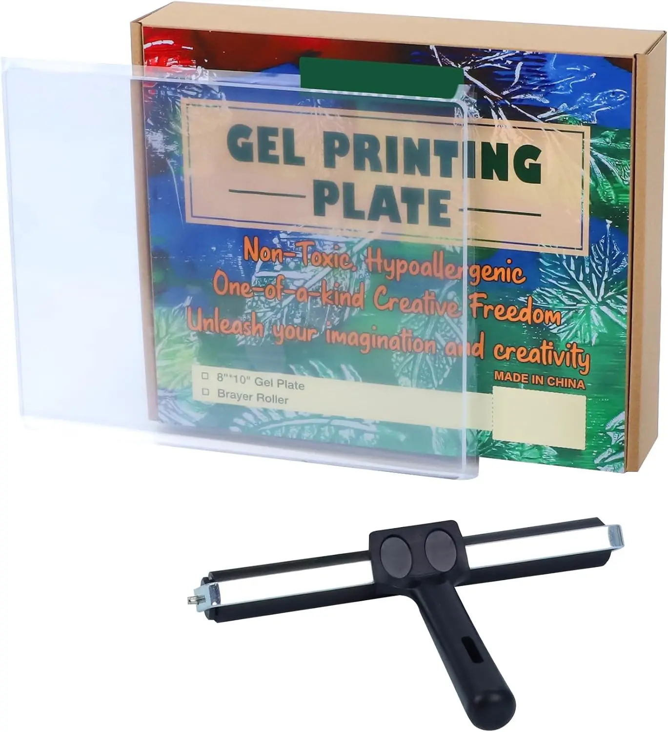 

Gel Printing Plate Kit - 8" x 10" Printmaking Supplies Reusable Stamping Plate with Brayer for Press Art for Card Making, Crafts