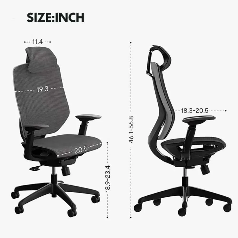 Ergonômico alta Back Office Chair, cadeira de mesa com rodas, cadeira giratória do computador, apoio lombar, Tilt Função, Braço, OC6