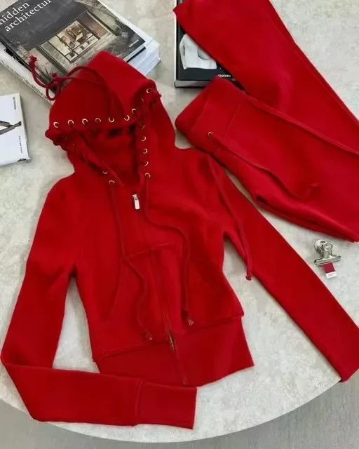 Neue Modische Gestrickte Sportbekleidung Zweiteiliger Anzug Damen Freizeitanzug Sexy Schlanker Hochgeschnittener Freizeit-Sporthosen-Set