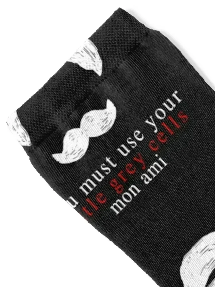 Chaussettes Grises pour Homme et Femme, Motif Agatha, Cravate Ulcère, Hercule Poirot, Petites Cellules, Cadeau de Noël Amusant