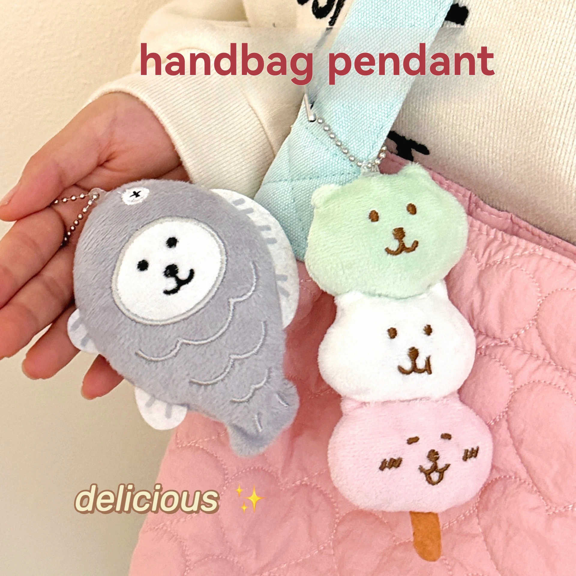 1/3 Pcs Cute Food Pendant Creative Plush Pendant Bag Keychain Decorative Pendant image 3