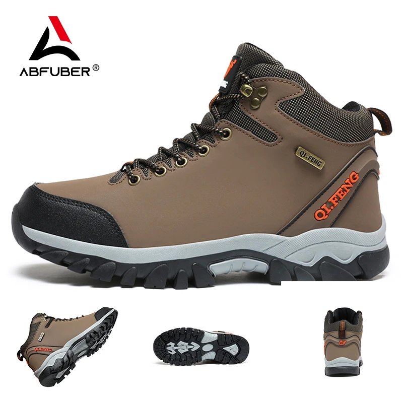 Quality Hiking Shoes Men Leather Ankle Boots Outdoor Sneakers Unisex Trekking Footwear Snow Boots Man Shoes Anti Slip Keep Warm