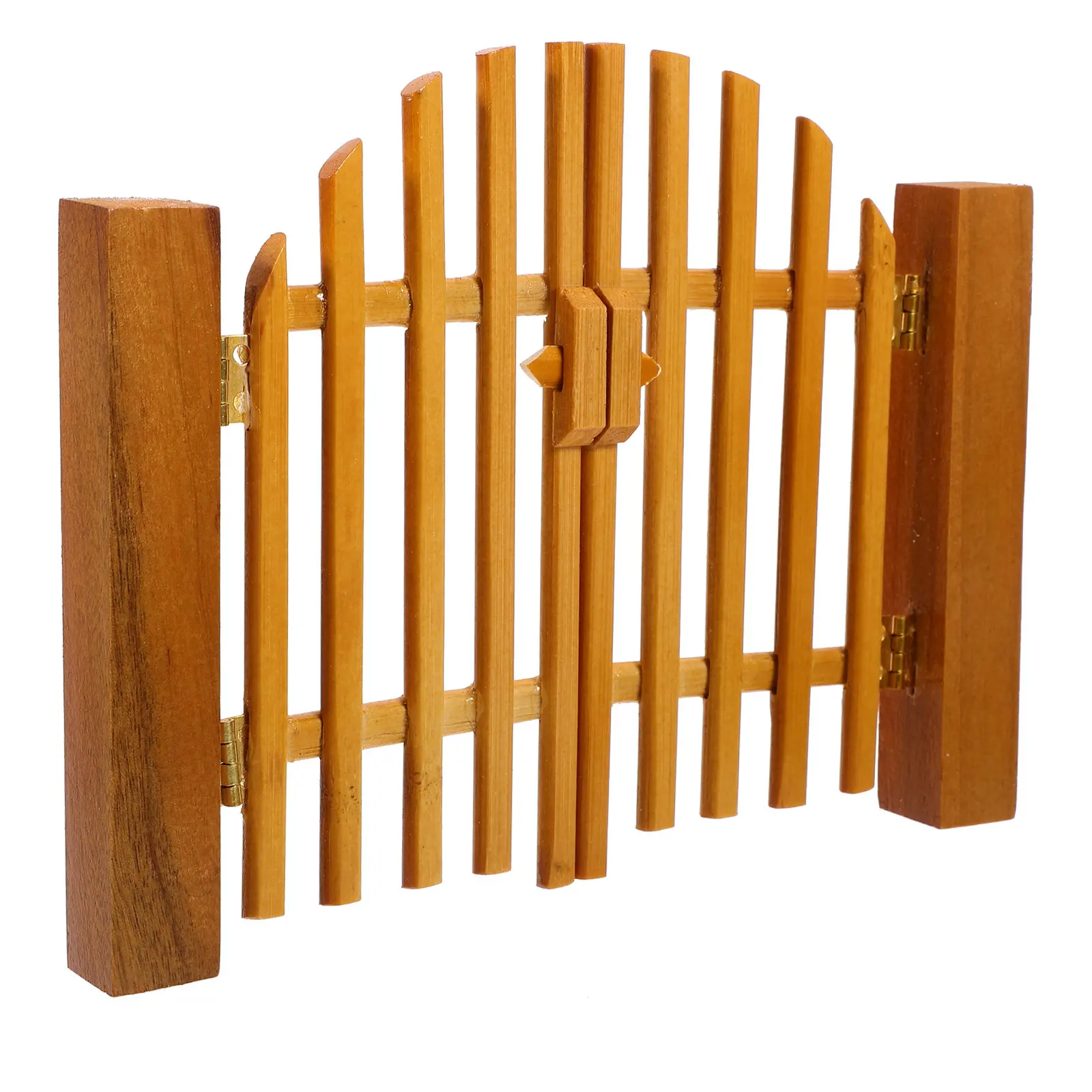 

Wooden Gate Decoration Mini House Courtyard Lifelike Openable Solid Wood Pocket Door Miniature Accessories Mini Furniture Craft