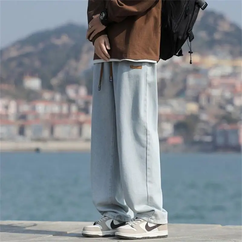 

Men's Straight Leg Jeans Trendy High Street Spring And Autumn Loose And Relaxed American Retro Casual Wide Leg Long Pants