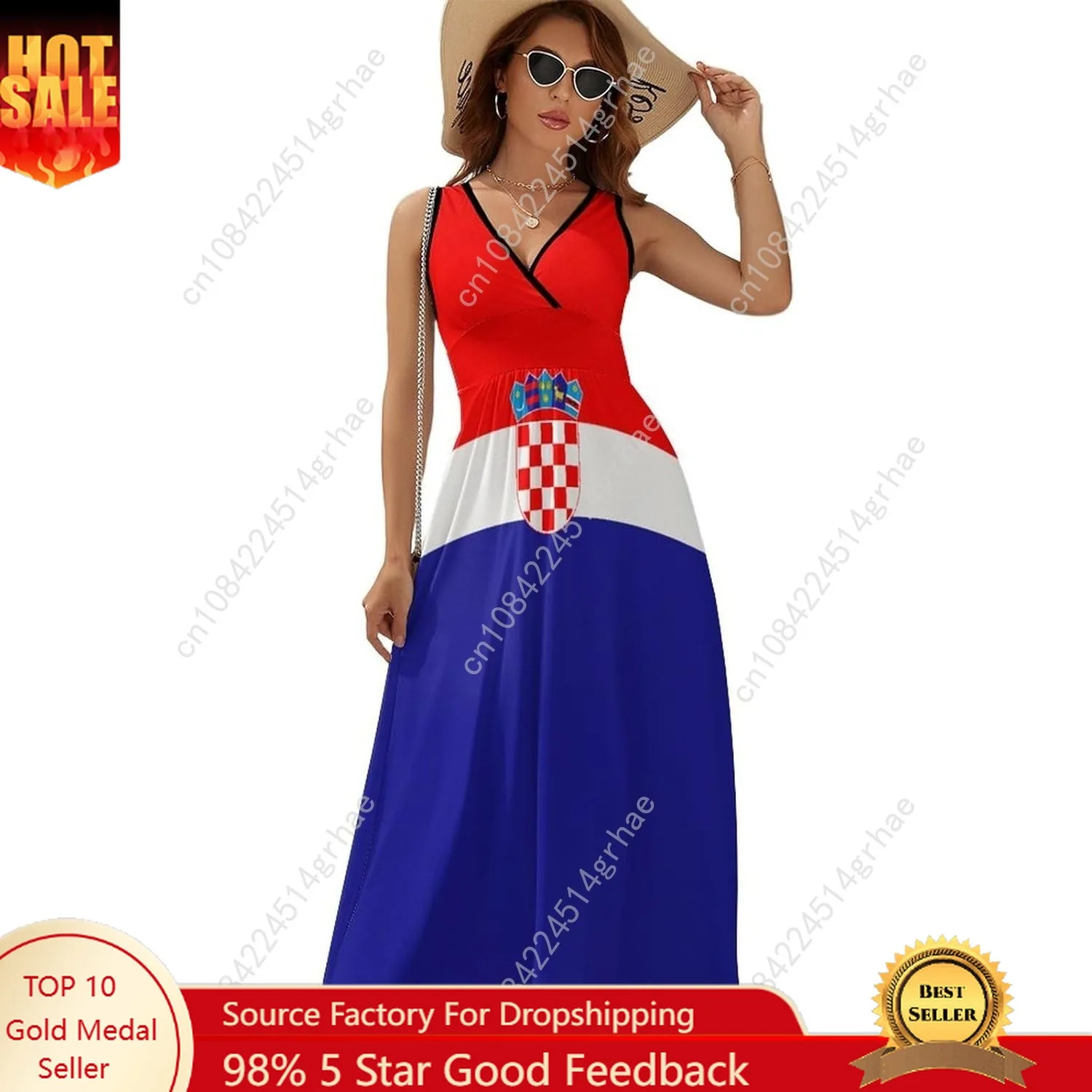 

Croatia Flag Croatian Dress Woman Sexy Sleeveless V Neck Dresses Long Maxi Sundress Soft Beach Cover Up 2025